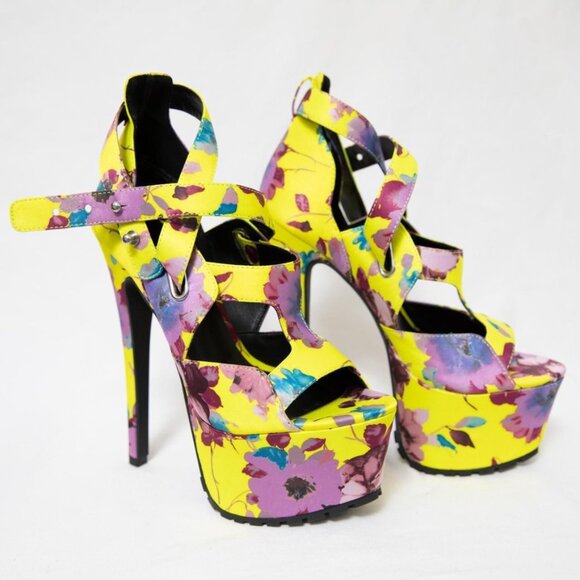 Jennifer Chow Dollskill Strappy Platform Floral Heels Size 8 Never Worn - Picture 4 of 4